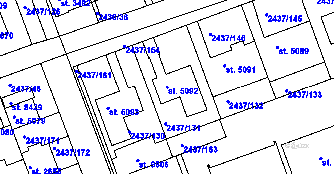 Parcela st. 5092 v KÚ Hodonín, Katastrální mapa