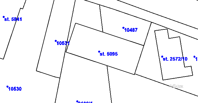 Parcela st. 5095 v KÚ Hodonín, Katastrální mapa