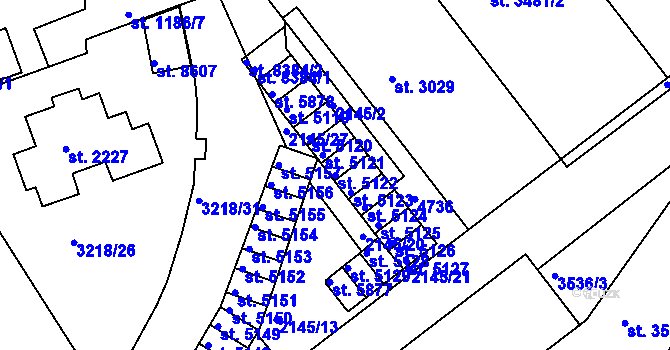 Parcela st. 5122 v KÚ Hodonín, Katastrální mapa