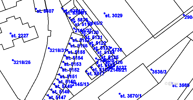 Parcela st. 5124 v KÚ Hodonín, Katastrální mapa