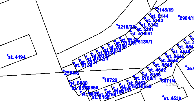 Parcela st. 5134 v KÚ Hodonín, Katastrální mapa