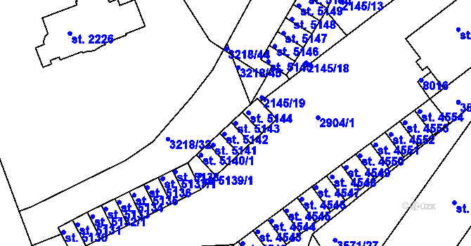 Parcela st. 5143 v KÚ Hodonín, Katastrální mapa