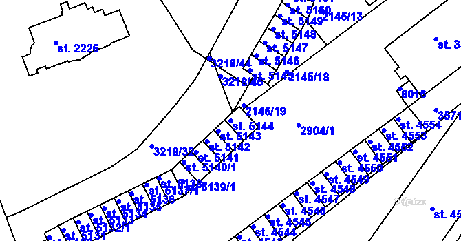 Parcela st. 5144 v KÚ Hodonín, Katastrální mapa