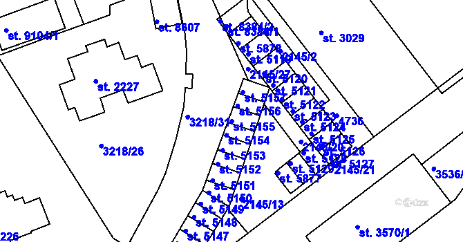 Parcela st. 5155 v KÚ Hodonín, Katastrální mapa
