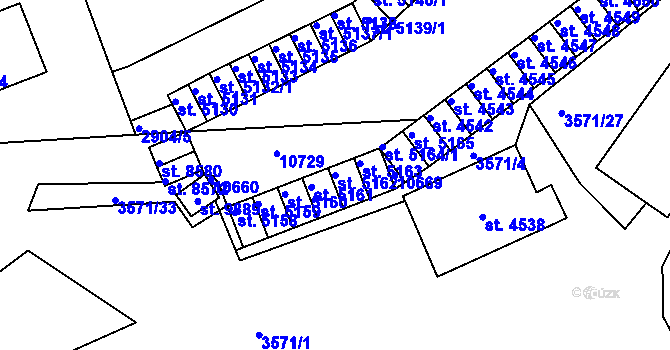 Parcela st. 5162 v KÚ Hodonín, Katastrální mapa