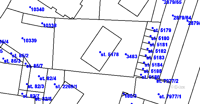 Parcela st. 5178 v KÚ Hodonín, Katastrální mapa