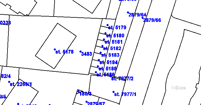 Parcela st. 5183 v KÚ Hodonín, Katastrální mapa