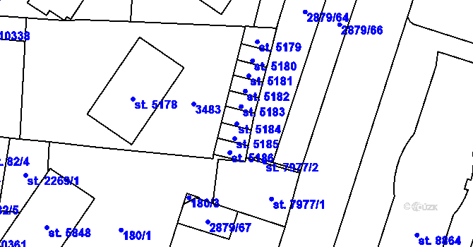 Parcela st. 5184 v KÚ Hodonín, Katastrální mapa