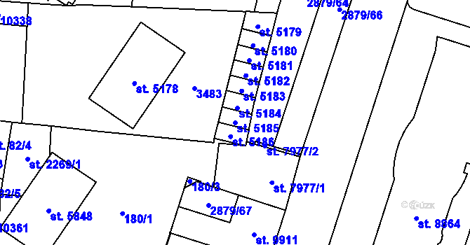 Parcela st. 5185 v KÚ Hodonín, Katastrální mapa