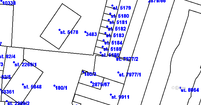 Parcela st. 5186 v KÚ Hodonín, Katastrální mapa