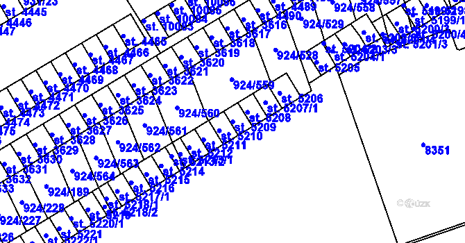Parcela st. 5209 v KÚ Hodonín, Katastrální mapa