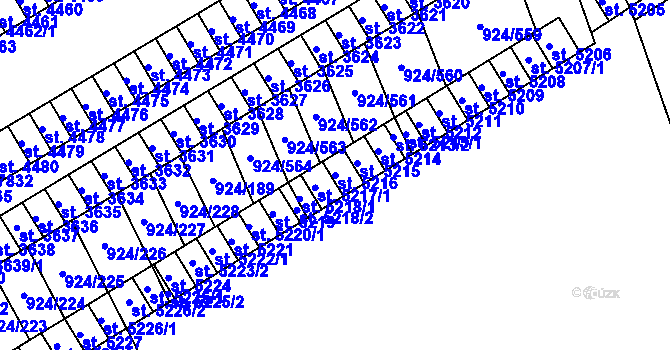 Parcela st. 5216 v KÚ Hodonín, Katastrální mapa