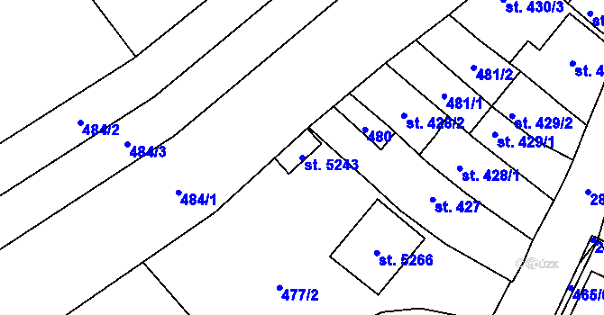Parcela st. 5243 v KÚ Hodonín, Katastrální mapa