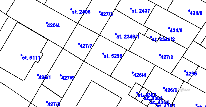 Parcela st. 5256 v KÚ Hodonín, Katastrální mapa