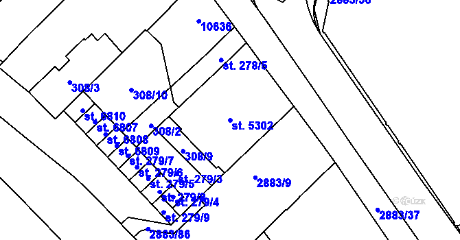 Parcela st. 5302 v KÚ Hodonín, Katastrální mapa