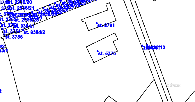 Parcela st. 5375 v KÚ Hodonín, Katastrální mapa