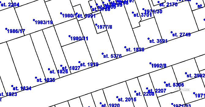 Parcela st. 5376 v KÚ Hodonín, Katastrální mapa