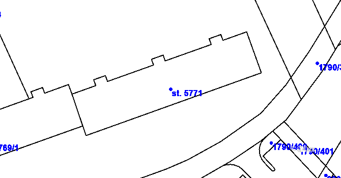 Parcela st. 5771 v KÚ Hodonín, Katastrální mapa