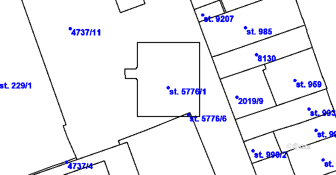 Parcela st. 5776/1 v KÚ Hodonín, Katastrální mapa