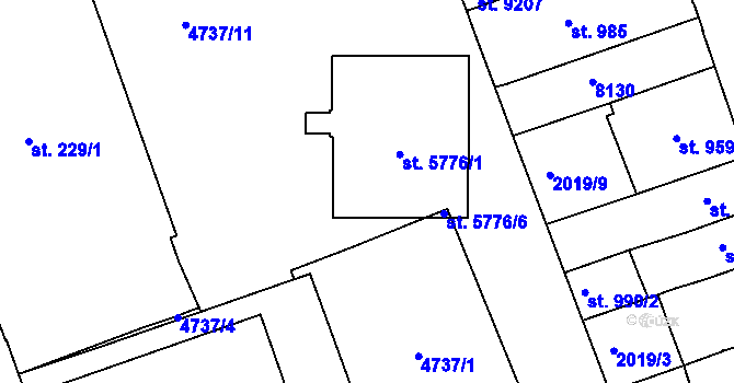 Parcela st. 5776/3 v KÚ Hodonín, Katastrální mapa