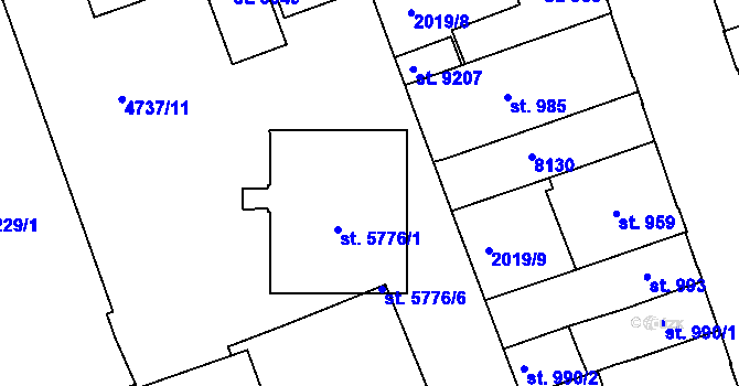 Parcela st. 5776/4 v KÚ Hodonín, Katastrální mapa