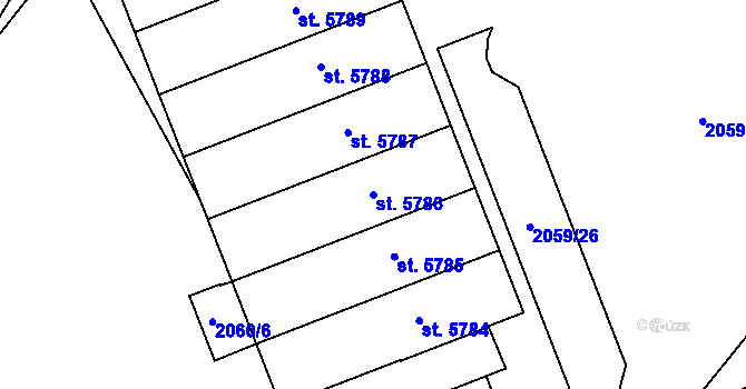 Parcela st. 5786 v KÚ Hodonín, Katastrální mapa