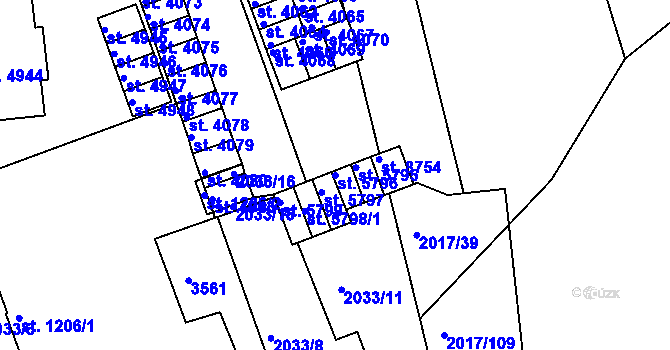 Parcela st. 5796 v KÚ Hodonín, Katastrální mapa