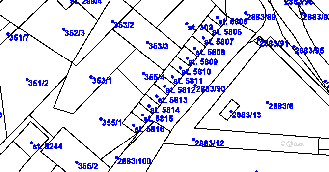 Parcela st. 5812 v KÚ Hodonín, Katastrální mapa