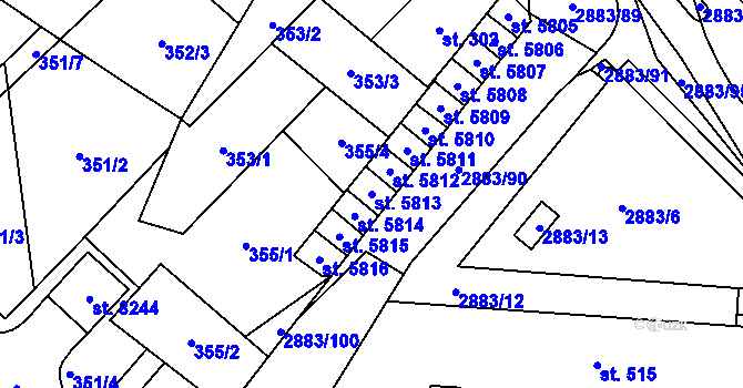 Parcela st. 5813 v KÚ Hodonín, Katastrální mapa