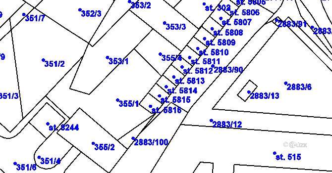Parcela st. 5814 v KÚ Hodonín, Katastrální mapa