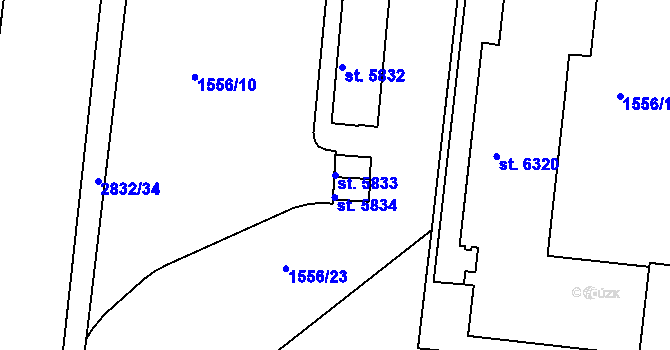 Parcela st. 5833 v KÚ Hodonín, Katastrální mapa