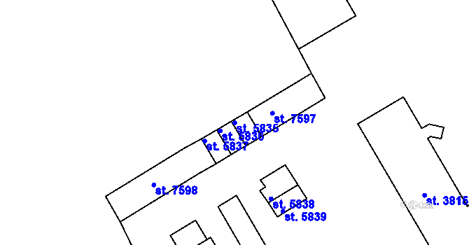 Parcela st. 5835 v KÚ Hodonín, Katastrální mapa
