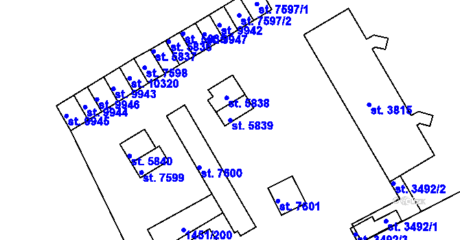 Parcela st. 5839 v KÚ Hodonín, Katastrální mapa