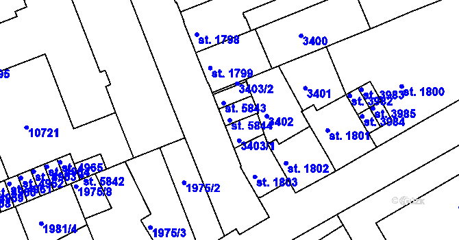 Parcela st. 5844 v KÚ Hodonín, Katastrální mapa