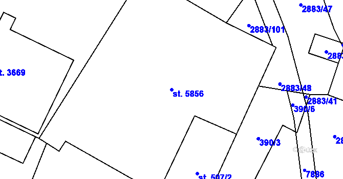 Parcela st. 5856 v KÚ Hodonín, Katastrální mapa