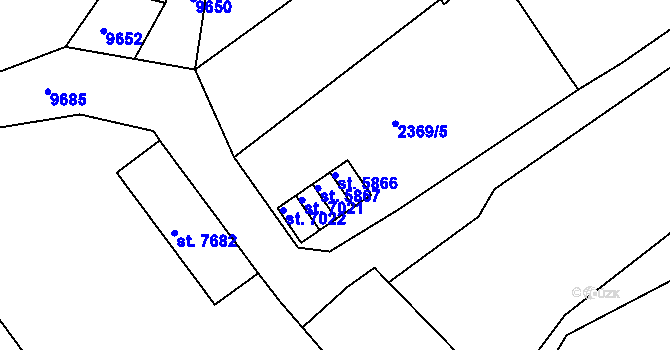Parcela st. 5866 v KÚ Hodonín, Katastrální mapa