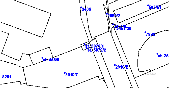 Parcela st. 5879/1 v KÚ Hodonín, Katastrální mapa