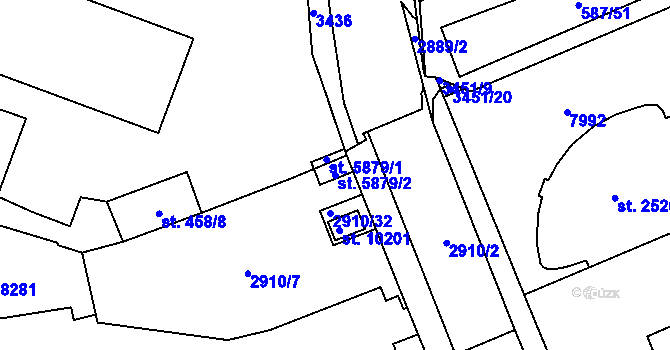 Parcela st. 5879/2 v KÚ Hodonín, Katastrální mapa