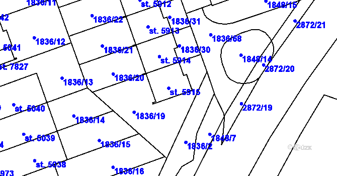 Parcela st. 5915 v KÚ Hodonín, Katastrální mapa