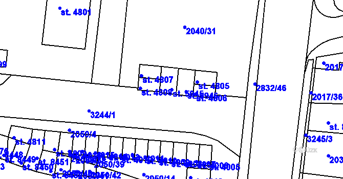 Parcela st. 5945 v KÚ Hodonín, Katastrální mapa