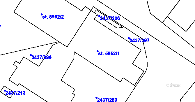 Parcela st. 5952/1 v KÚ Hodonín, Katastrální mapa