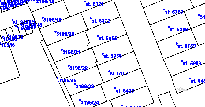 Parcela st. 5956 v KÚ Hodonín, Katastrální mapa