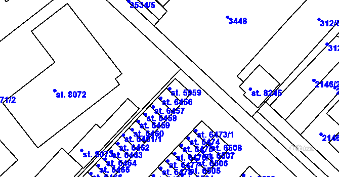 Parcela st. 5959 v KÚ Hodonín, Katastrální mapa