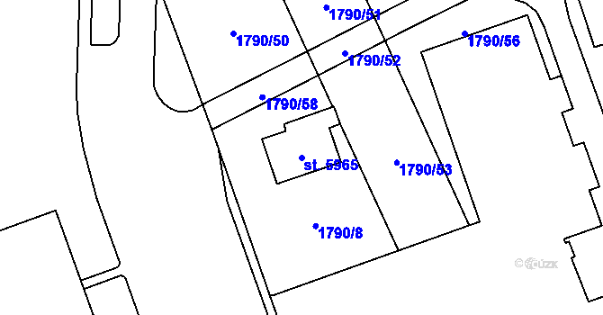 Parcela st. 5965 v KÚ Hodonín, Katastrální mapa