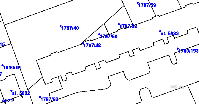 Parcela st. 5985/1 v KÚ Hodonín, Katastrální mapa