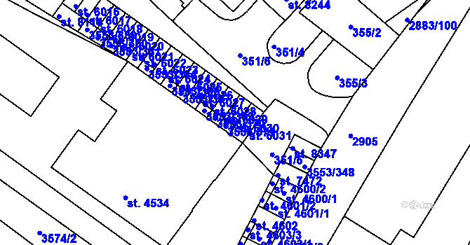 Parcela st. 6030 v KÚ Hodonín, Katastrální mapa