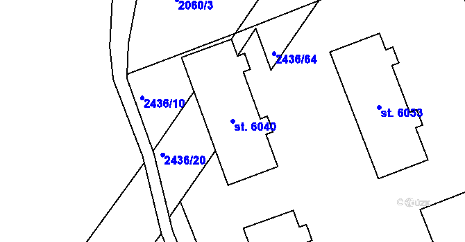 Parcela st. 6040 v KÚ Hodonín, Katastrální mapa