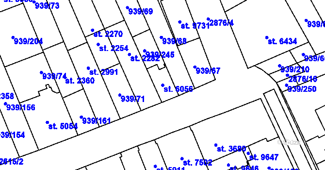 Parcela st. 6056 v KÚ Hodonín, Katastrální mapa