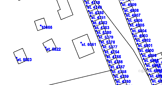 Parcela st. 6061 v KÚ Hodonín, Katastrální mapa