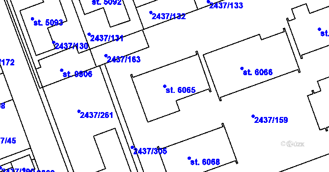 Parcela st. 6065 v KÚ Hodonín, Katastrální mapa